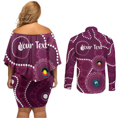 Sea Eagles NAIDOC Week 2026 Personalised Couples Matching Off Shoulder Short Dress and Long Sleeve Button Shirt 50 Years of Deadly Aboriginal Art