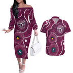 Sea Eagles NAIDOC Week 2026 Personalised Couples Matching Off The Shoulder Long Sleeve Dress and Hawaiian Shirt 50 Years of Deadly Aboriginal Art