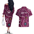 Sea Eagles NAIDOC Week 2026 Personalised Couples Matching Off The Shoulder Long Sleeve Dress and Hawaiian Shirt 50 Years of Deadly Aboriginal Art
