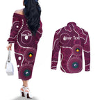 Sea Eagles NAIDOC Week 2026 Personalised Couples Matching Off The Shoulder Long Sleeve Dress and Long Sleeve Button Shirt 50 Years of Deadly Aboriginal Art