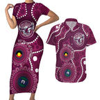 Sea Eagles NAIDOC Week 2026 Personalised Couples Matching Short Sleeve Bodycon Dress and Hawaiian Shirt 50 Years of Deadly Aboriginal Art