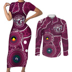 Sea Eagles NAIDOC Week 2026 Personalised Couples Matching Short Sleeve Bodycon Dress and Long Sleeve Button Shirt 50 Years of Deadly Aboriginal Art