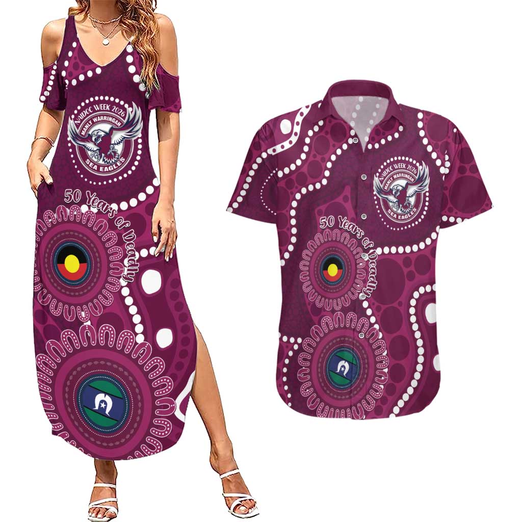 Sea Eagles NAIDOC Week 2026 Personalised Couples Matching Summer Maxi Dress and Hawaiian Shirt 50 Years of Deadly Aboriginal Art