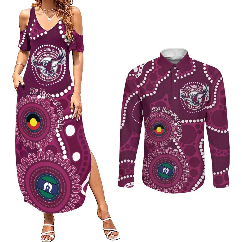 Sea Eagles NAIDOC Week 2026 Personalised Couples Matching Summer Maxi Dress and Long Sleeve Button Shirt 50 Years of Deadly Aboriginal Art