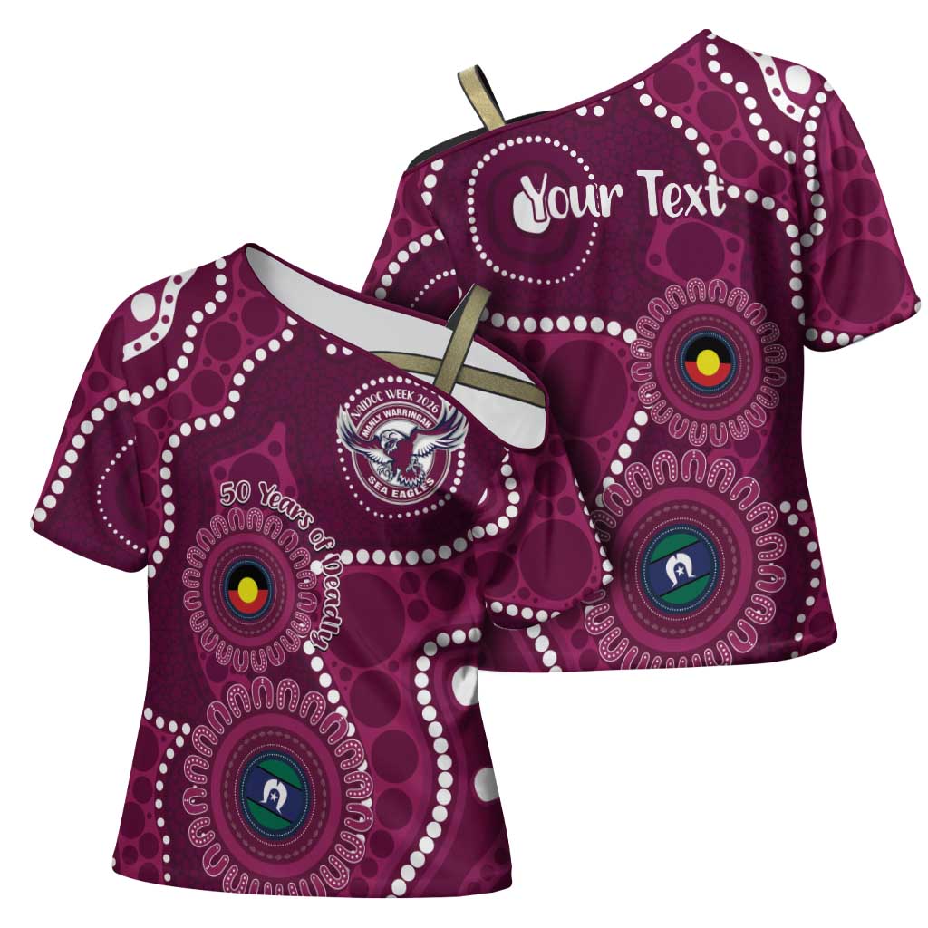 Sea Eagles NAIDOC Week 2026 Personalised Cross Shoulder Shirt 50 Years of Deadly Aboriginal Art