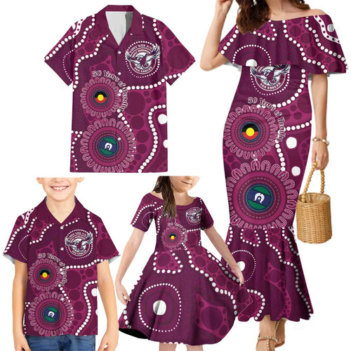 Sea Eagles NAIDOC Week 2026 Personalised Family Matching Mermaid Dress and Hawaiian Shirt 50 Years of Deadly Aboriginal Art