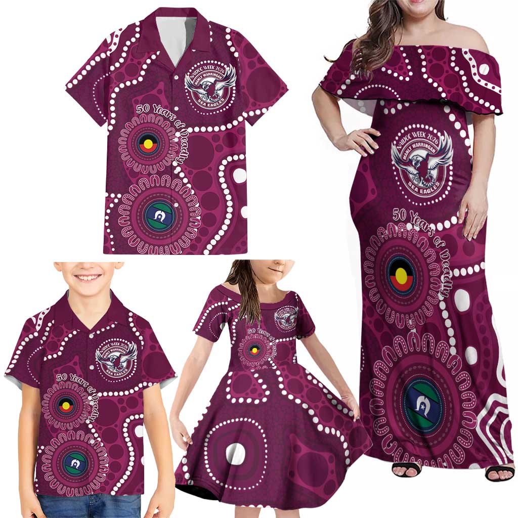 Sea Eagles NAIDOC Week 2026 Personalised Family Matching Off Shoulder Maxi Dress and Hawaiian Shirt 50 Years of Deadly Aboriginal Art