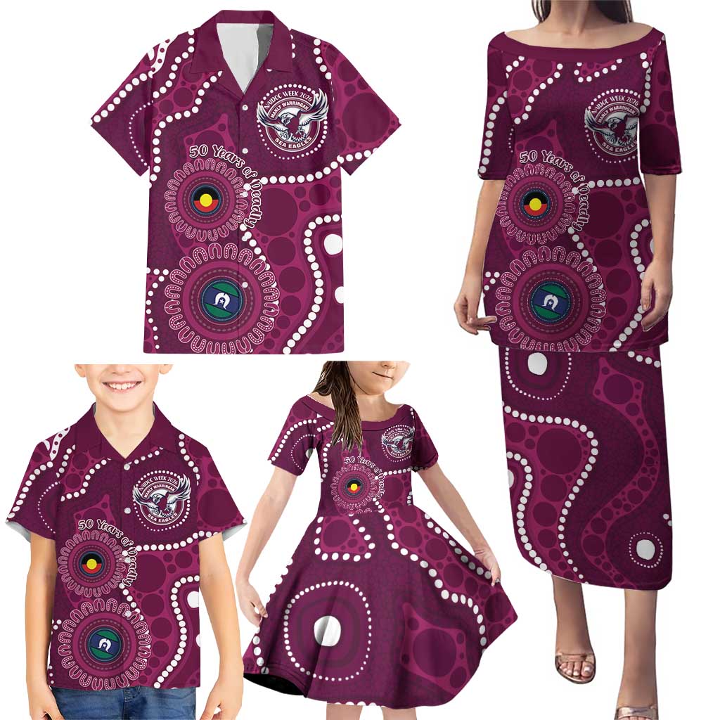 Sea Eagles NAIDOC Week 2026 Personalised Family Matching Puletasi and Hawaiian Shirt 50 Years of Deadly Aboriginal Art