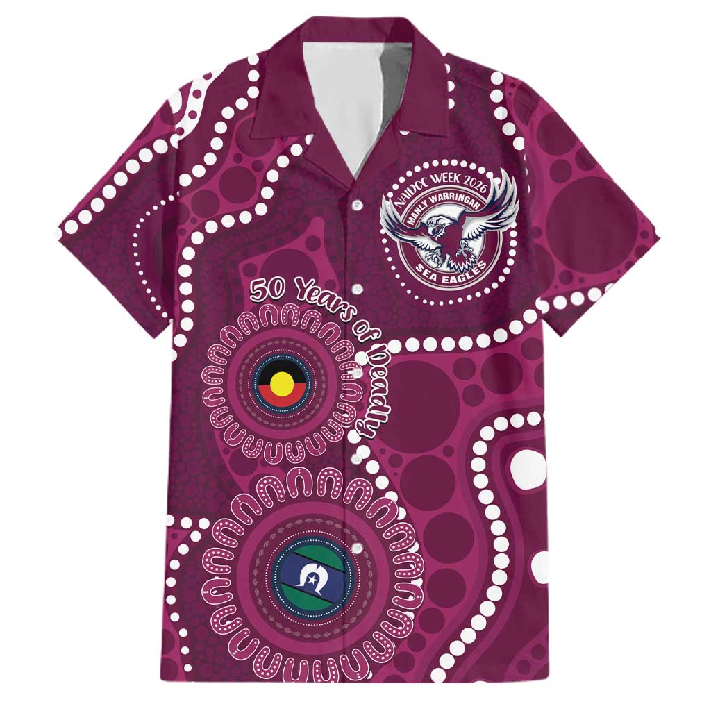 Sea Eagles NAIDOC Week 2026 Personalised Family Matching Short Sleeve Bodycon Dress and Hawaiian Shirt 50 Years of Deadly Aboriginal Art