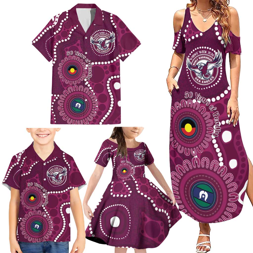 Sea Eagles NAIDOC Week 2026 Personalised Family Matching Summer Maxi Dress and Hawaiian Shirt 50 Years of Deadly Aboriginal Art