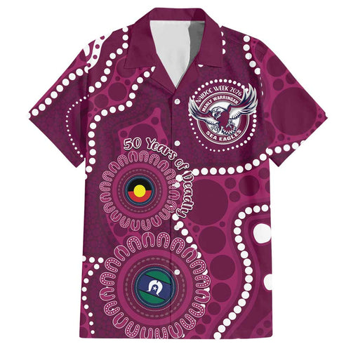 Sea Eagles NAIDOC Week 2026 Personalised Hawaiian Shirt 50 Years of Deadly Aboriginal Art