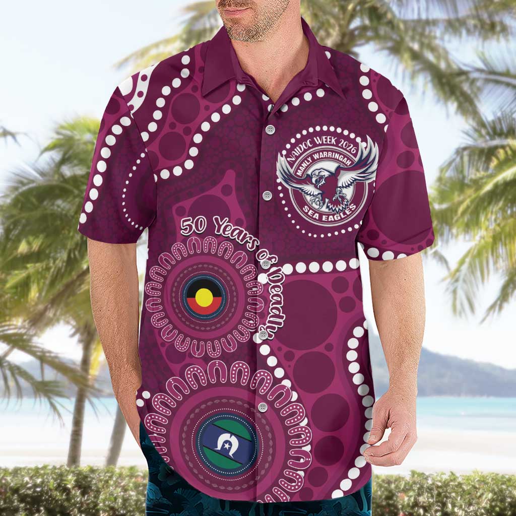 Sea Eagles NAIDOC Week 2026 Personalised Hawaiian Shirt 50 Years of Deadly Aboriginal Art