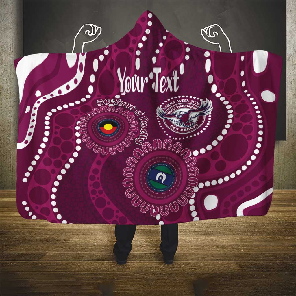 Sea Eagles NAIDOC Week 2026 Personalised Hooded Blanket 50 Years of Deadly Aboriginal Art