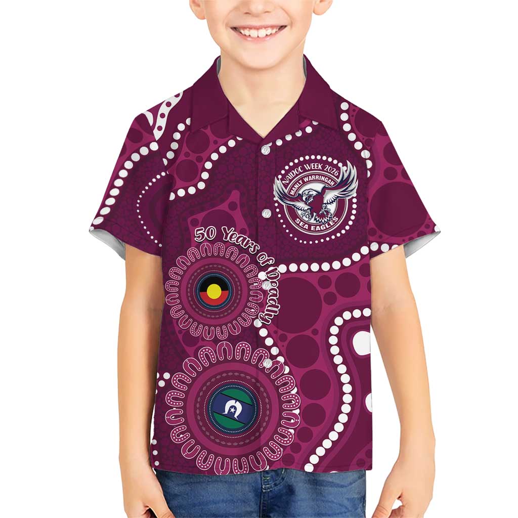 Sea Eagles NAIDOC Week 2026 Personalised Kid Hawaiian Shirt 50 Years of Deadly Aboriginal Art