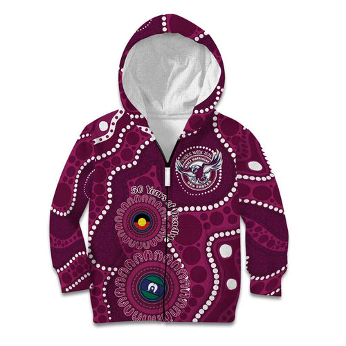 Sea Eagles NAIDOC Week 2026 Personalised Kid Hoodie 50 Years of Deadly Aboriginal Art