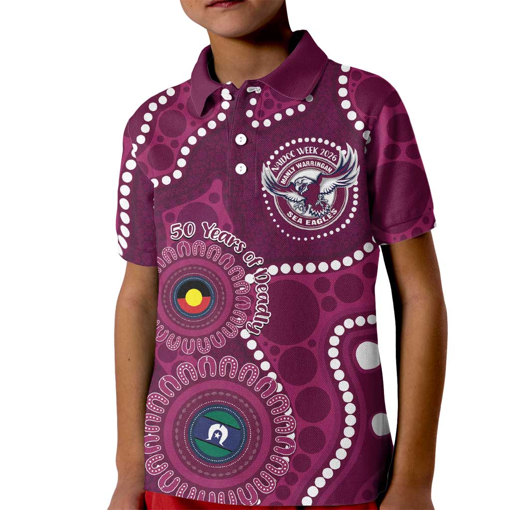 Sea Eagles NAIDOC Week 2026 Personalised Kid Polo Shirt 50 Years of Deadly Aboriginal Art