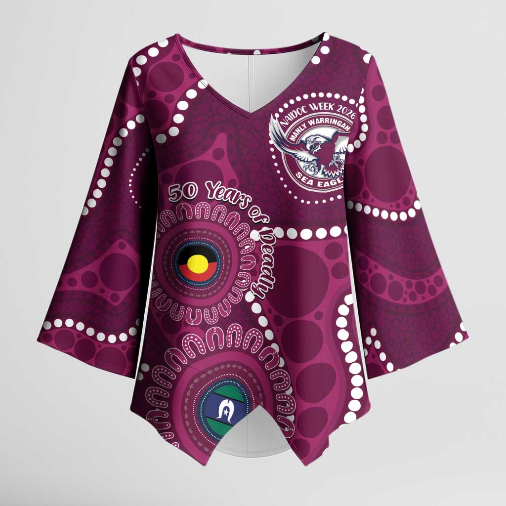 Sea Eagles NAIDOC Week 2026 Personalised Kimono Sleeve Blouse 50 Years of Deadly Aboriginal Art