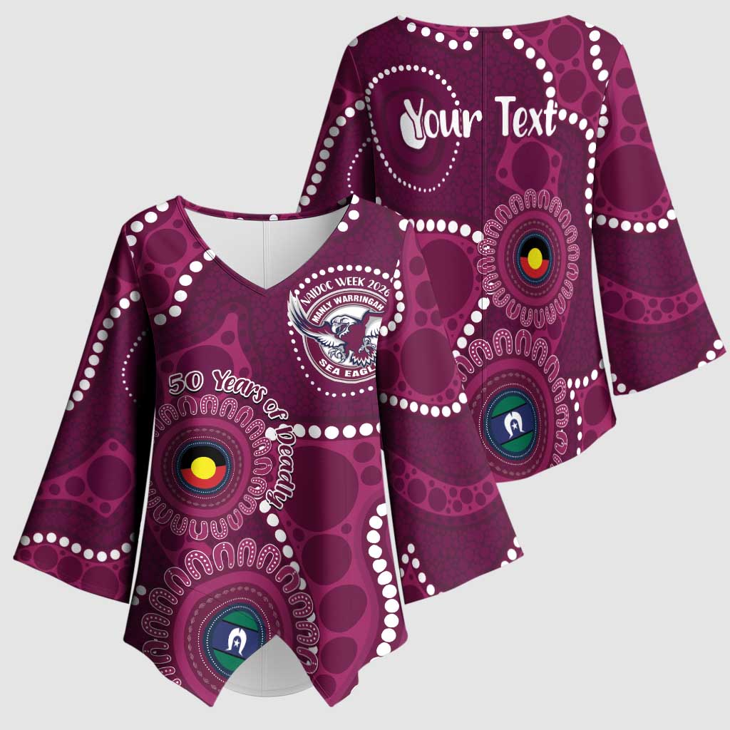 Sea Eagles NAIDOC Week 2026 Personalised Kimono Sleeve Blouse 50 Years of Deadly Aboriginal Art
