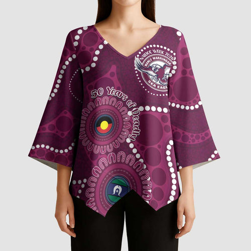 Sea Eagles NAIDOC Week 2026 Personalised Kimono Sleeve Blouse 50 Years of Deadly Aboriginal Art
