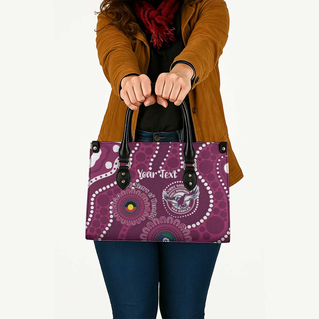 Sea Eagles NAIDOC Week 2026 Personalised Leather Bag 50 Years of Deadly Aboriginal Art