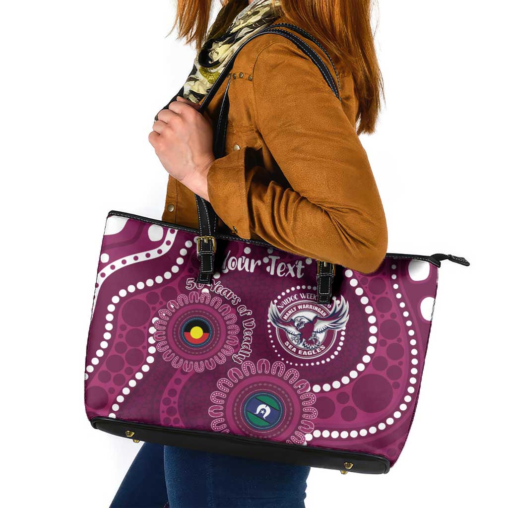 Sea Eagles NAIDOC Week 2026 Personalised Leather Tote Bag 50 Years of Deadly Aboriginal Art