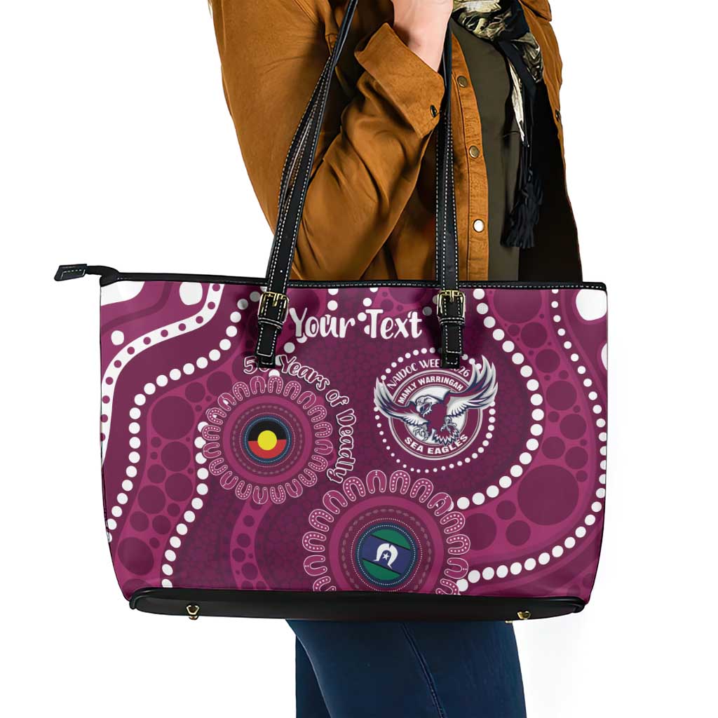 Sea Eagles NAIDOC Week 2026 Personalised Leather Tote Bag 50 Years of Deadly Aboriginal Art