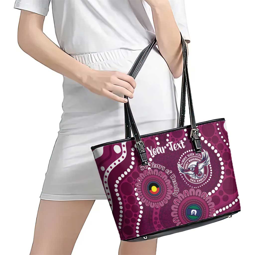 Sea Eagles NAIDOC Week 2026 Personalised Leather Tote Bag 50 Years of Deadly Aboriginal Art