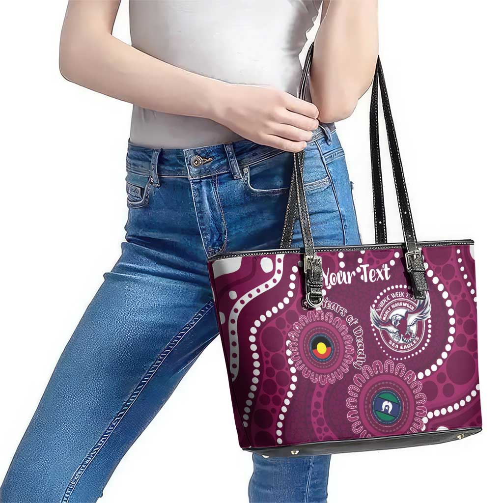 Sea Eagles NAIDOC Week 2026 Personalised Leather Tote Bag 50 Years of Deadly Aboriginal Art
