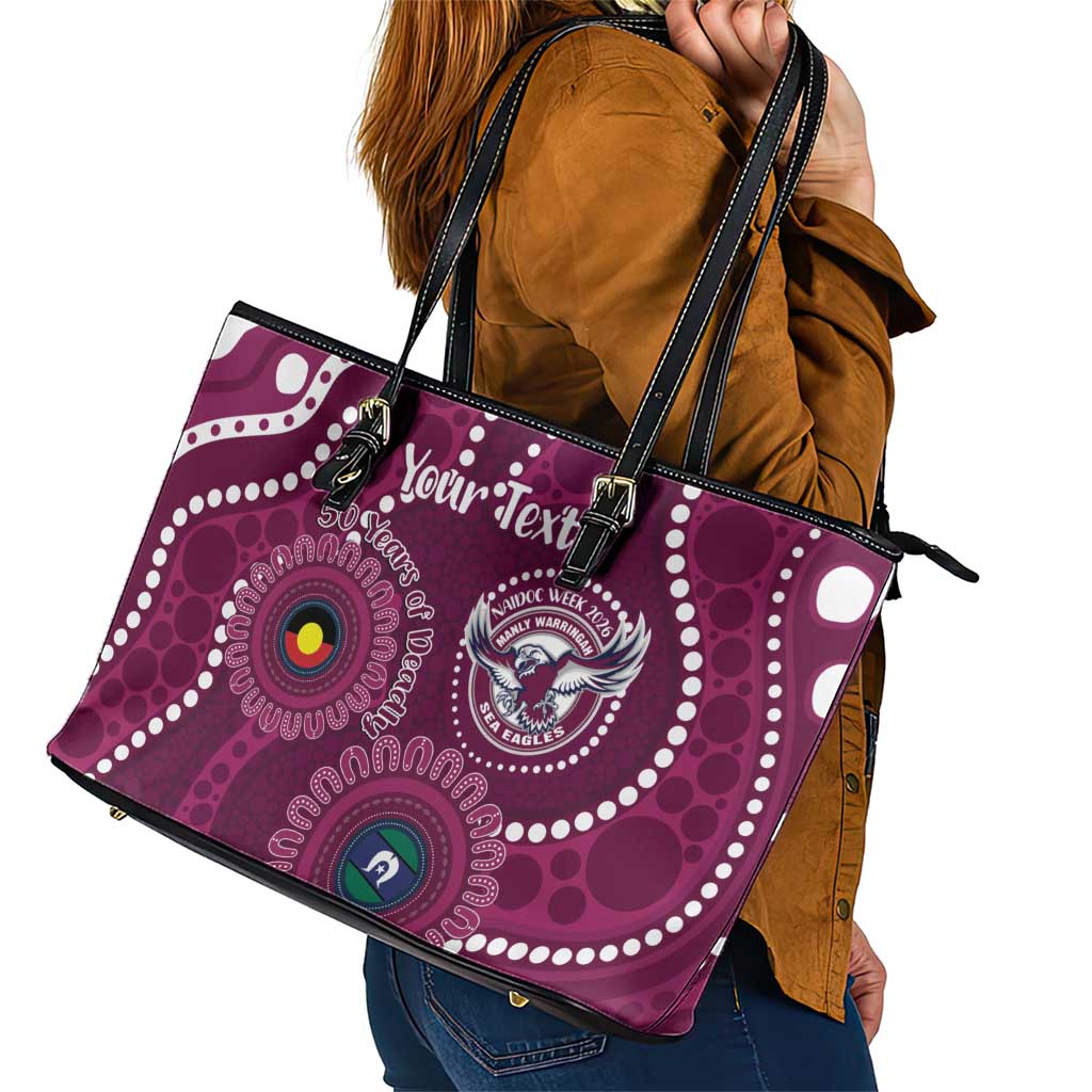 Sea Eagles NAIDOC Week 2026 Personalised Leather Tote Bag 50 Years of Deadly Aboriginal Art