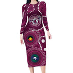 Sea Eagles NAIDOC Week 2026 Personalised Long Sleeve Bodycon Dress 50 Years of Deadly Aboriginal Art