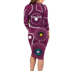 Sea Eagles NAIDOC Week 2026 Personalised Long Sleeve Bodycon Dress 50 Years of Deadly Aboriginal Art