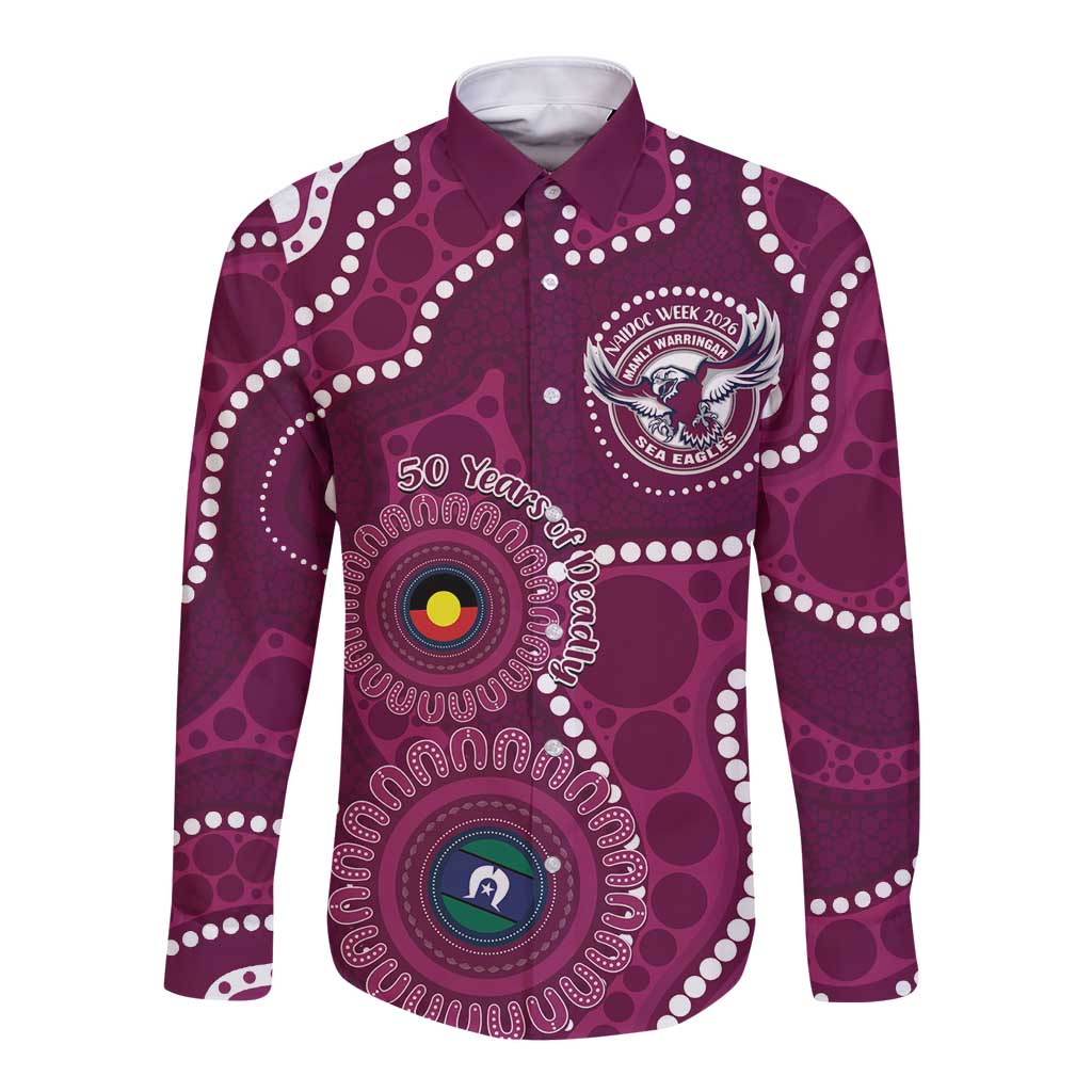 Sea Eagles NAIDOC Week 2026 Personalised Long Sleeve Button Shirt 50 Years of Deadly Aboriginal Art