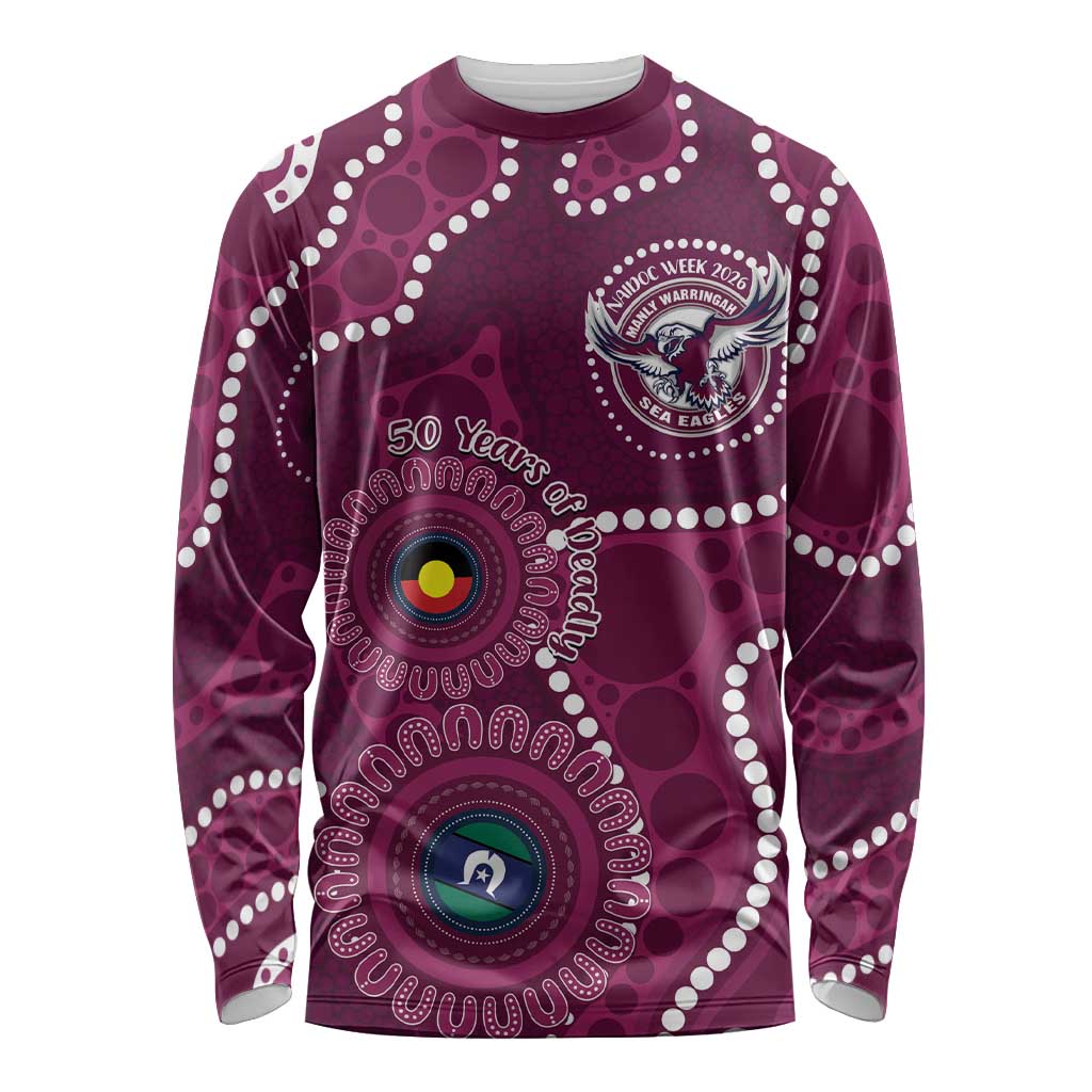 Sea Eagles NAIDOC Week 2026 Personalised Long Sleeve Shirt 50 Years of Deadly Aboriginal Art