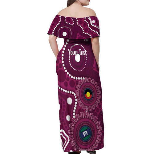 Sea Eagles NAIDOC Week 2026 Personalised Off Shoulder Maxi Dress 50 Years of Deadly Aboriginal Art