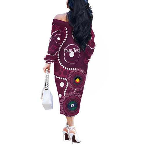 Sea Eagles NAIDOC Week 2026 Personalised Off The Shoulder Long Sleeve Dress 50 Years of Deadly Aboriginal Art