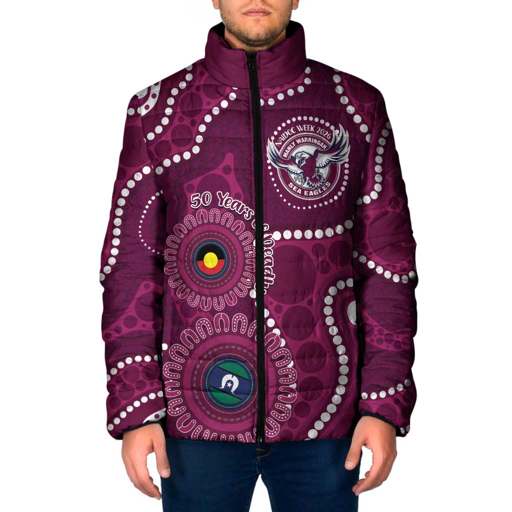 Sea Eagles NAIDOC Week 2026 Personalised Padded Jacket 50 Years of Deadly Aboriginal Art