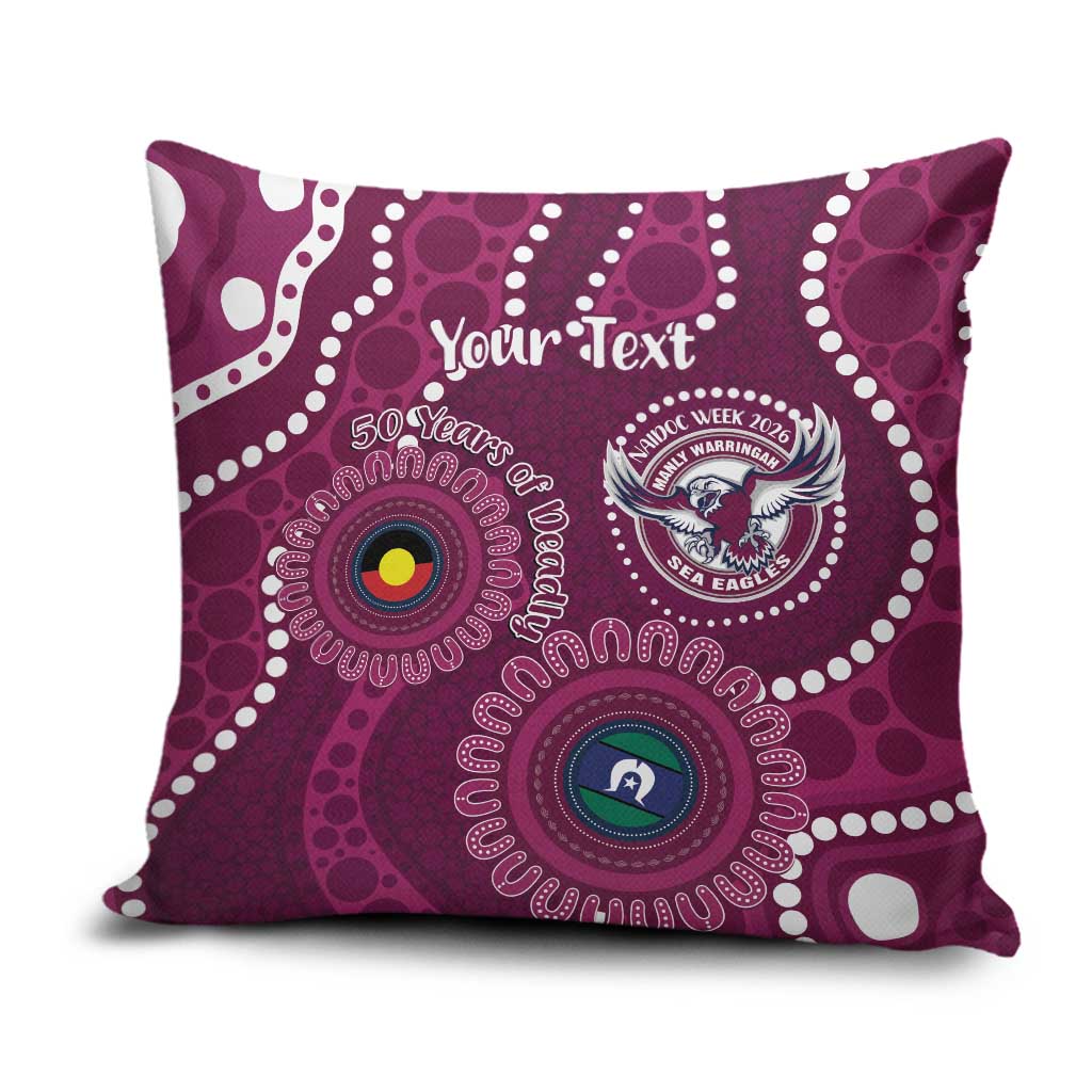 Sea Eagles NAIDOC Week 2026 Personalised Pillow Cover 50 Years of Deadly Aboriginal Art