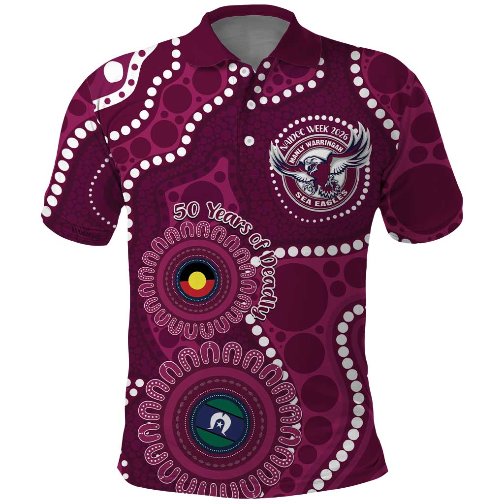 Sea Eagles NAIDOC Week 2026 Personalised Polo Shirt 50 Years of Deadly Aboriginal Art
