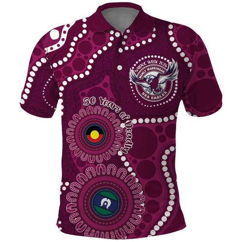Sea Eagles NAIDOC Week 2026 Personalised Polo Shirt 50 Years of Deadly Aboriginal Art