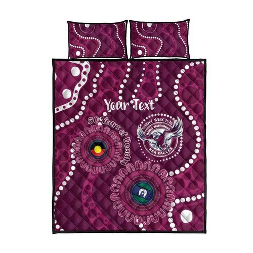 Sea Eagles NAIDOC Week 2026 Personalised Quilt Bed Set 50 Years of Deadly Aboriginal Art