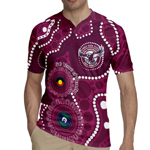 Sea Eagles NAIDOC Week 2026 Personalised Rugby Jersey 50 Years of Deadly Aboriginal Art