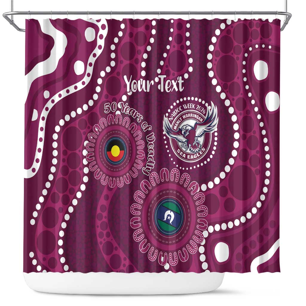 Sea Eagles NAIDOC Week 2026 Personalised Shower Curtain 50 Years of Deadly Aboriginal Art