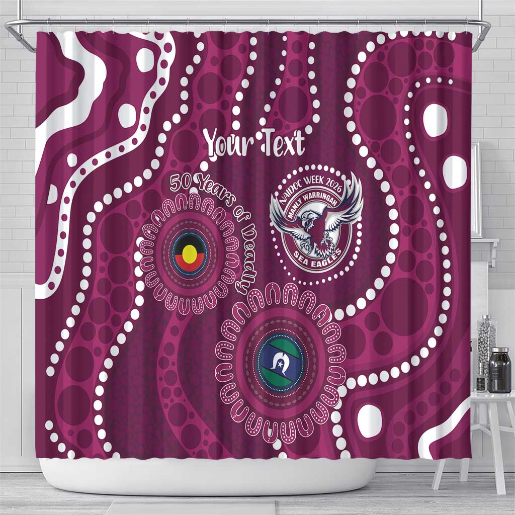Sea Eagles NAIDOC Week 2026 Personalised Shower Curtain 50 Years of Deadly Aboriginal Art