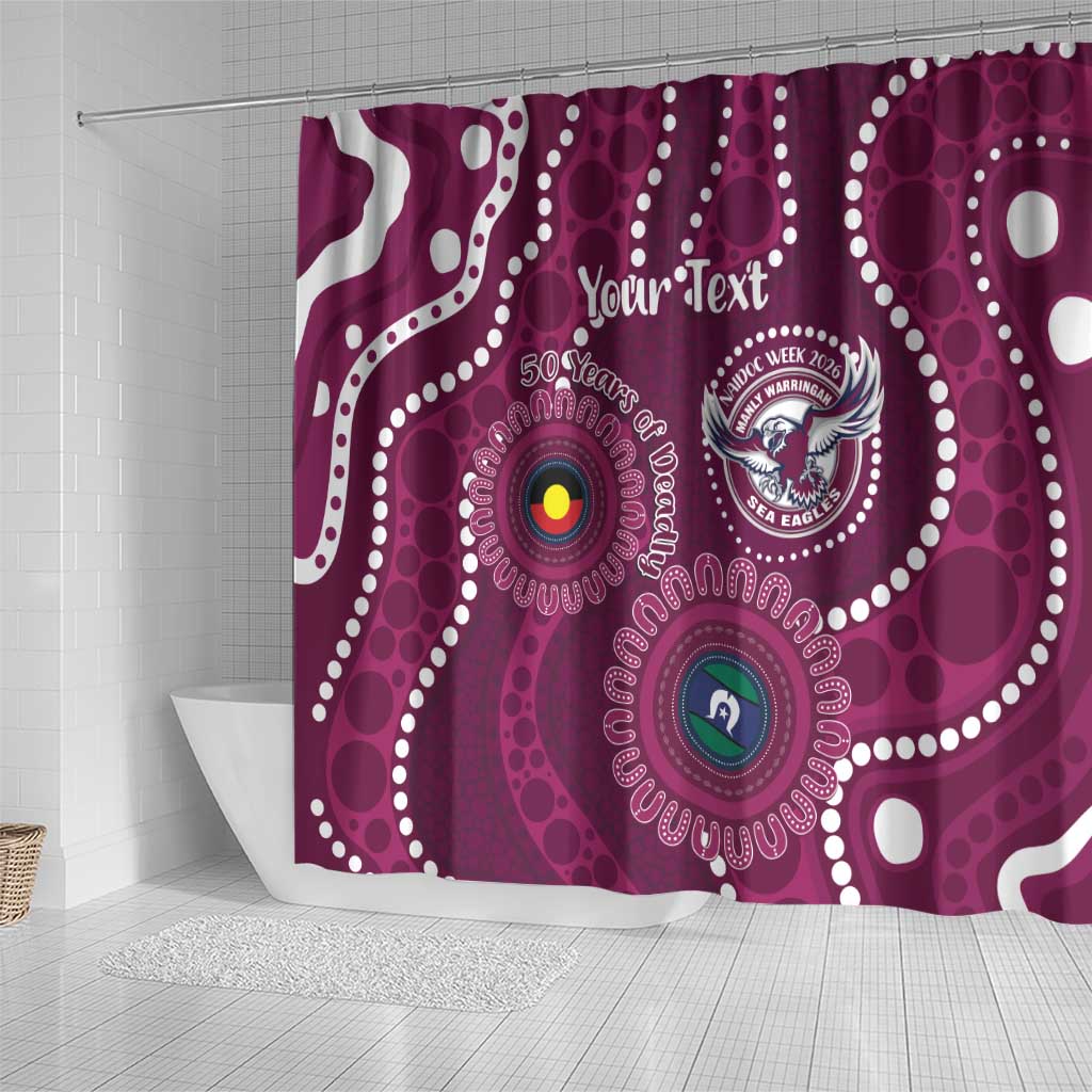 Sea Eagles NAIDOC Week 2026 Personalised Shower Curtain 50 Years of Deadly Aboriginal Art