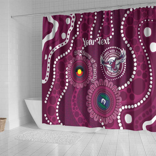 Sea Eagles NAIDOC Week 2026 Personalised Shower Curtain 50 Years of Deadly Aboriginal Art