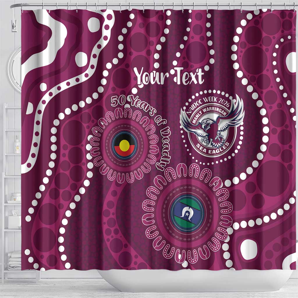 Sea Eagles NAIDOC Week 2026 Personalised Shower Curtain 50 Years of Deadly Aboriginal Art