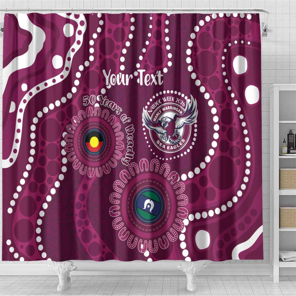 Sea Eagles NAIDOC Week 2026 Personalised Shower Curtain 50 Years of Deadly Aboriginal Art
