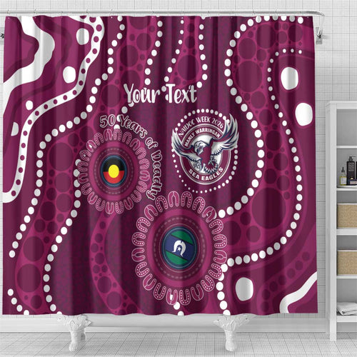 Sea Eagles NAIDOC Week 2026 Personalised Shower Curtain 50 Years of Deadly Aboriginal Art