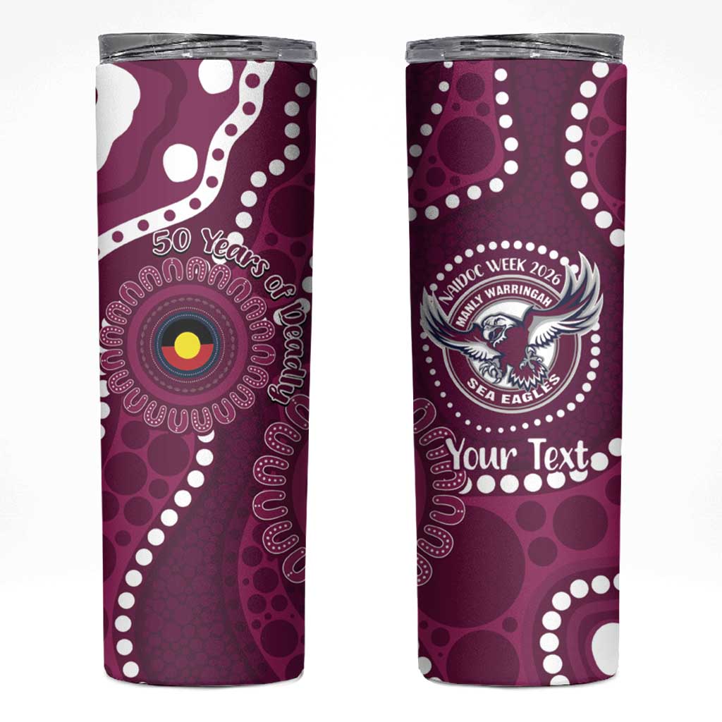 Sea Eagles NAIDOC Week 2026 Personalised Skinny Tumbler 50 Years of Deadly Aboriginal Art