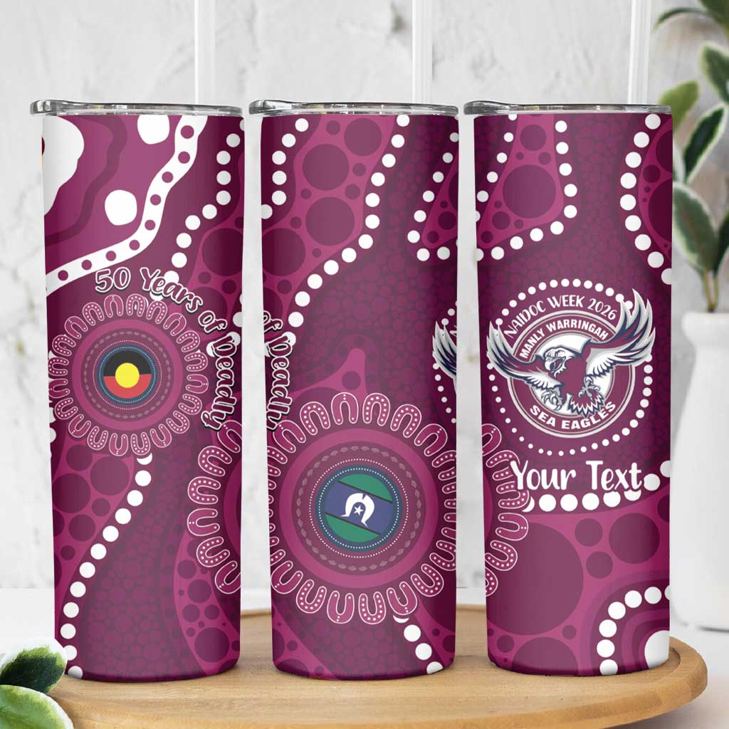 Sea Eagles NAIDOC Week 2026 Personalised Skinny Tumbler 50 Years of Deadly Aboriginal Art